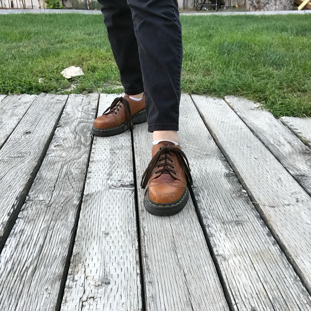 Vintage Doc Martins 8651 Brown Leather Chunky Platform Oxford Size 8